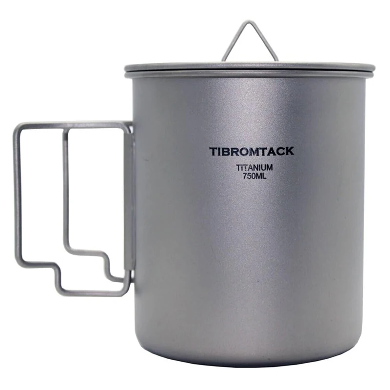 

Титановая кофейная кружка с крышкой, складная ручка для походов, походов, путешествий с сетчатой сумкой, 750 мл