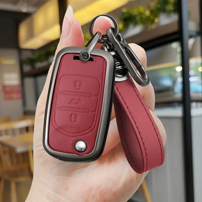 

For Wuling Baojun 310 510 560 630 730 Zinc Alloy Car 3 Button Key Case Holder Cover Bag Shell Keychain Key Protector Accessories