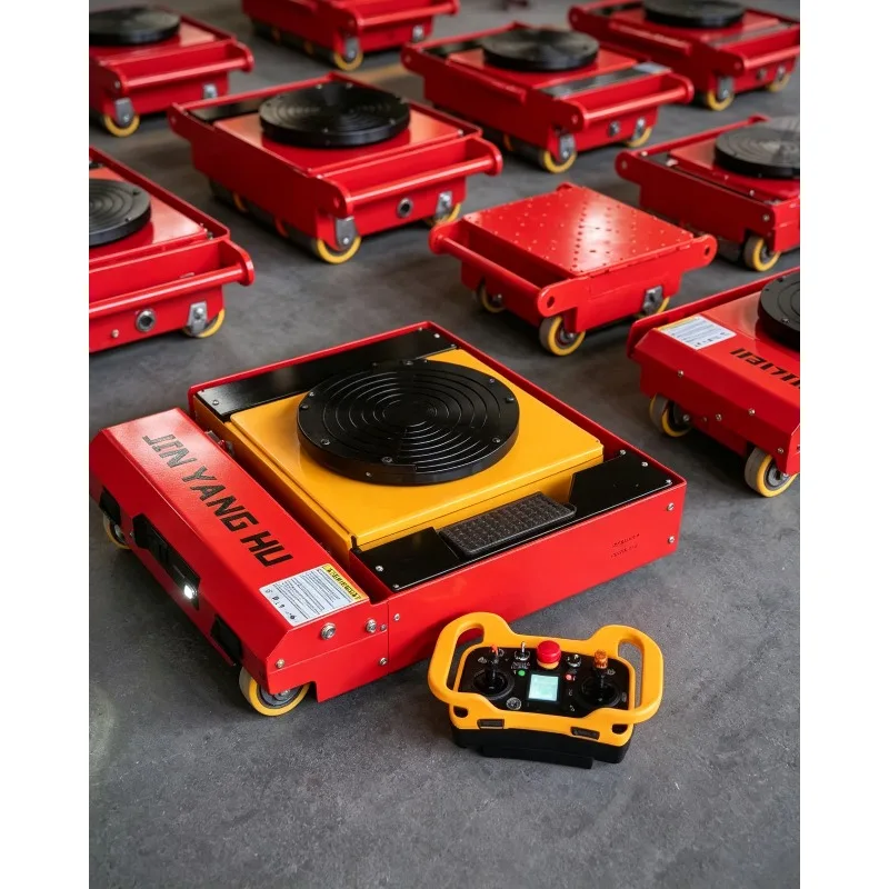 Multi‑Ton Electric Heavy‑Duty Tank Roller Trolley, Remote Operated Rotatable Lifting Cargo Mover Equipped with Rubber Wheels