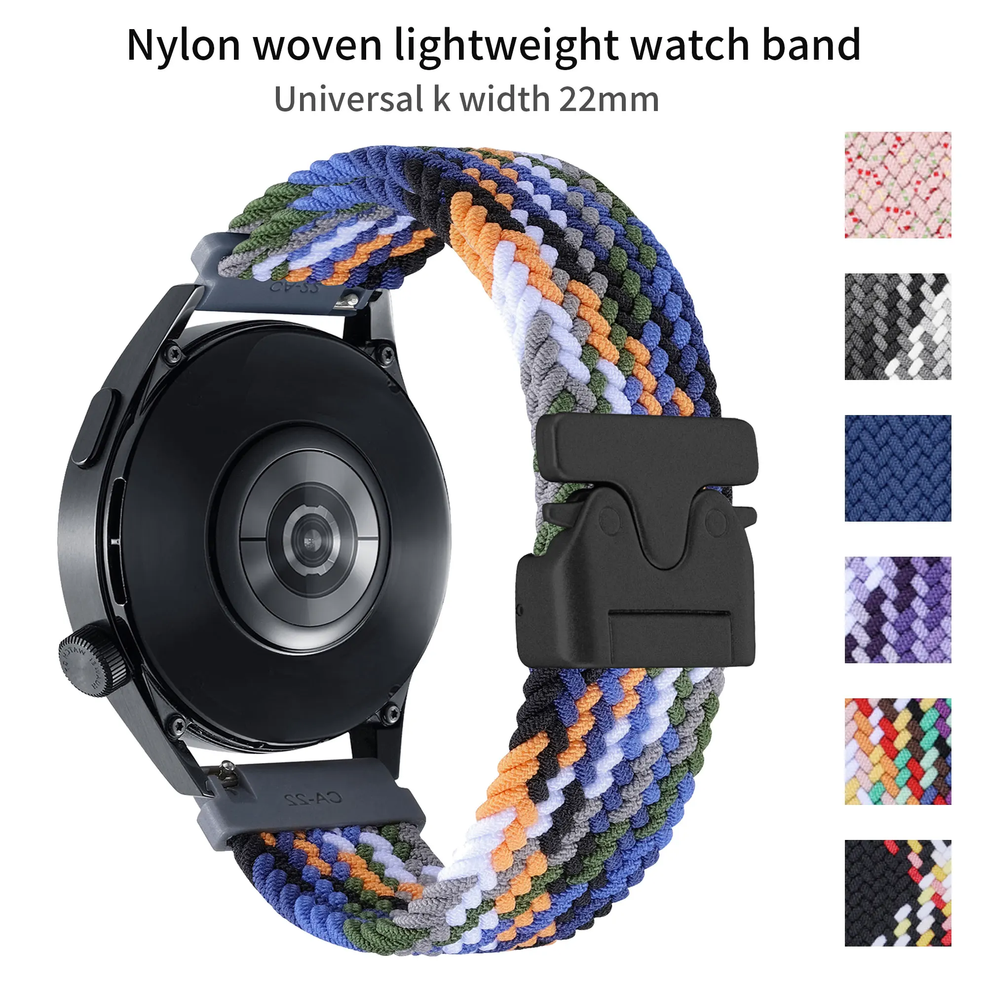 Universal Largura 22mm Strap Adequado para Samsung Watch Watch 2 45mm 46mm Gear S3 Nylon Trançado Strap com comprimento ajustável