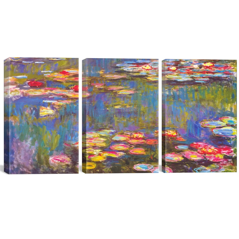 Triptych 5D DIY Diamond Painting Water lily Nature Landscape Cross Stitch Diamond Embroidery 3Pcs set Full Mosaic Sticker ML1450