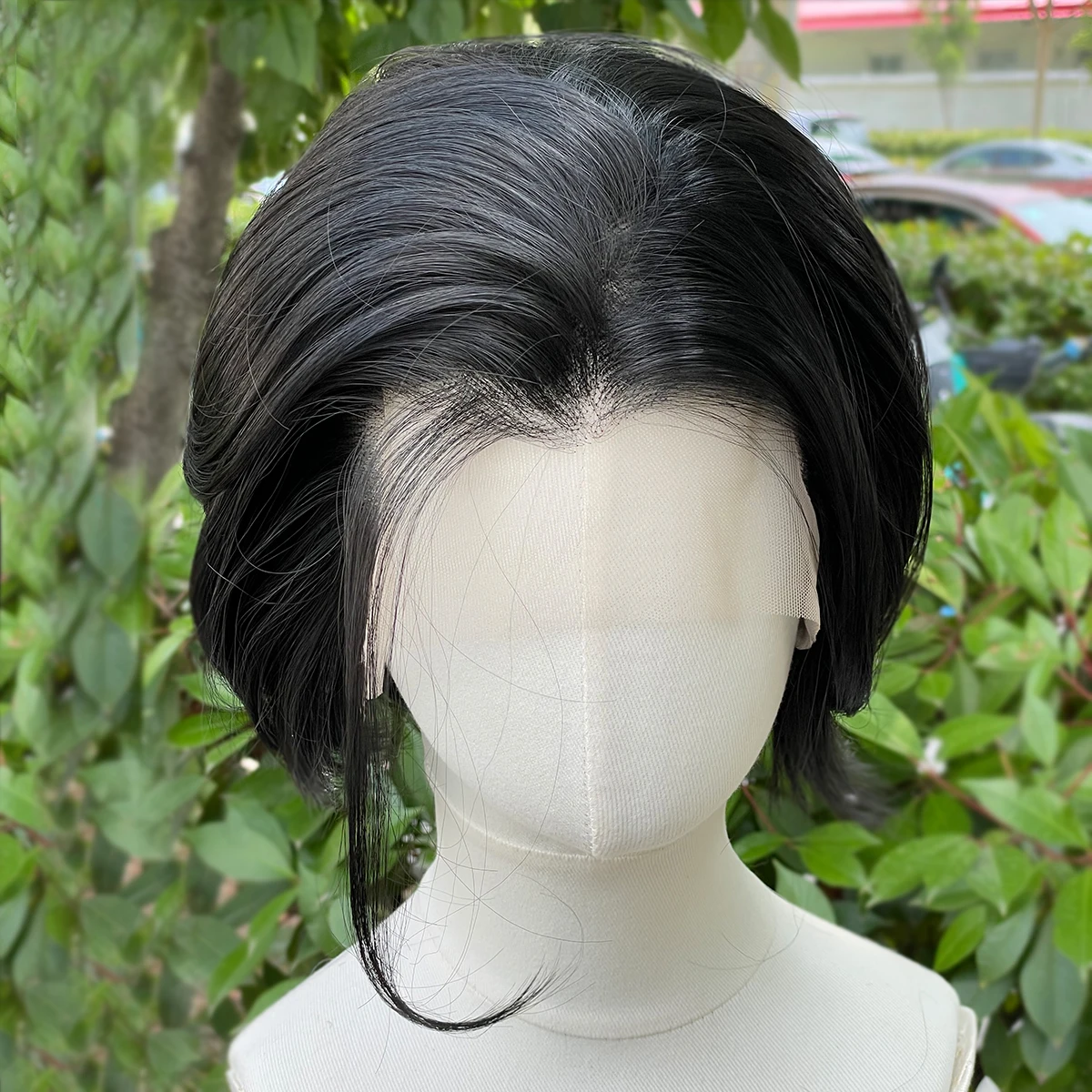 ウィドウズピーク1--ジェットブラック-13×4-合成レースウィッグ-コスプレ用-女性用-ナチュラルヘアライン-フロントウィッグ-男性用-コスプレ用-グルーレスウィッグ