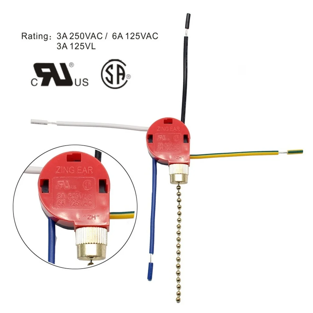 For UL Certified For PFor ULl Chain Switch For Ceiling Fan And Pendant Light 4 Position OFF L1 L2 L3 3A 250VAC For 6A 125VAC