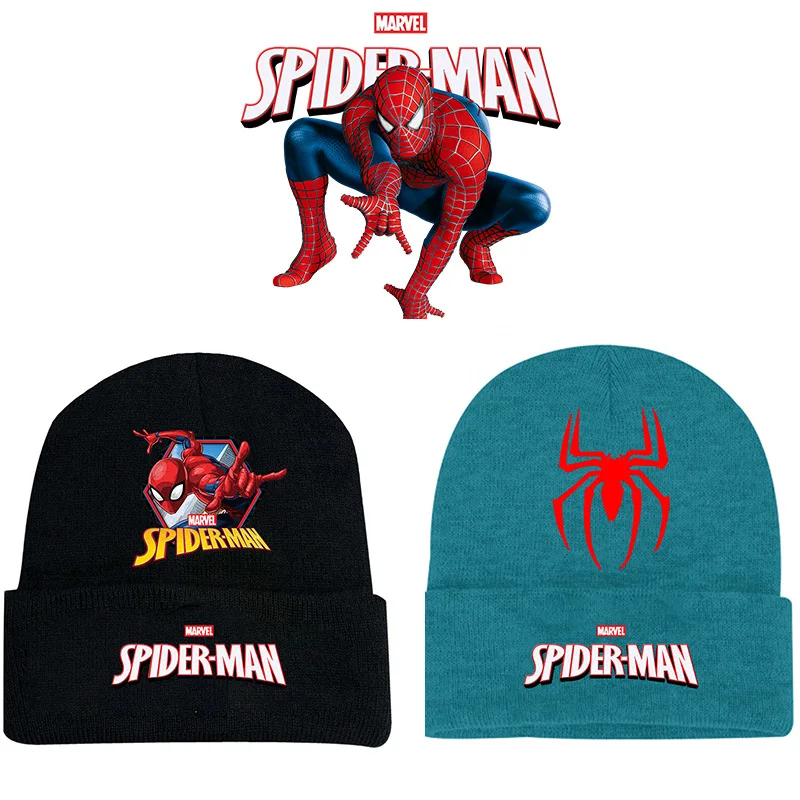 Disney Marvel Spiderman Spider หมวกถักคอสเพลย์ผู้ชายและผู้หญิงหมวกถักอบอุ่นหมวกนักเรียนเยาวชนฤดูหนาว