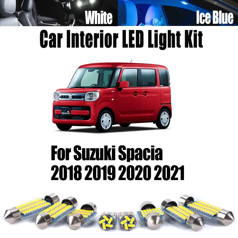 

6Pcs Canbus No Error LED Interior Map Dome Trunk Reading Number Plate Light Kit For Suzuki Spacia 2018 2019 2020 2021 Car Bulbs