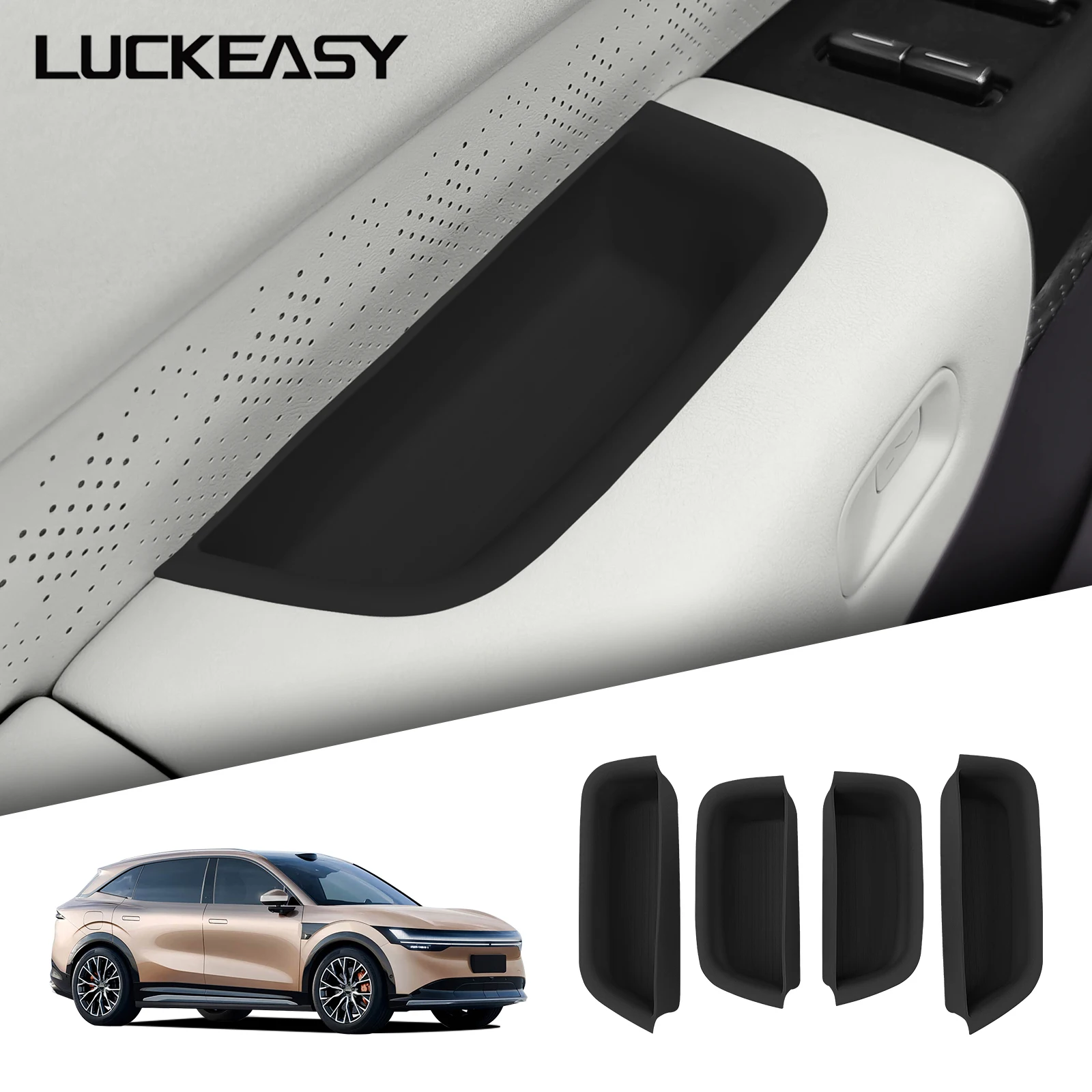 LUCKEASY für Zeekr 7X 2024-2026 Auto-Türgriff-Aufbewahrungsbox Innenraum-Zubehör Vordere und Hintere Tür Seiten-Aufbewahrungsorganizer