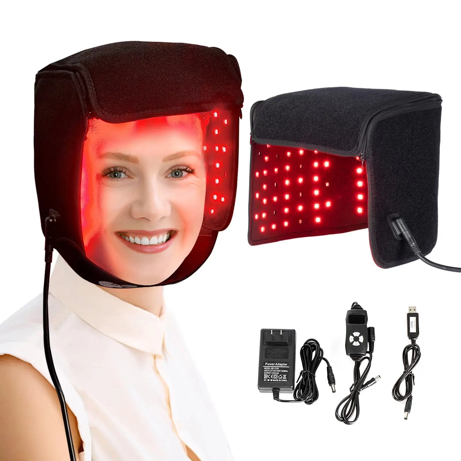 Gorro de terapia de luz roja Led, 660nm, 850nm, tratamiento de luz infrarroja cercana, gorro de crecimiento del cabello, terapia de pérdida de cabello, Alopecia seborreica