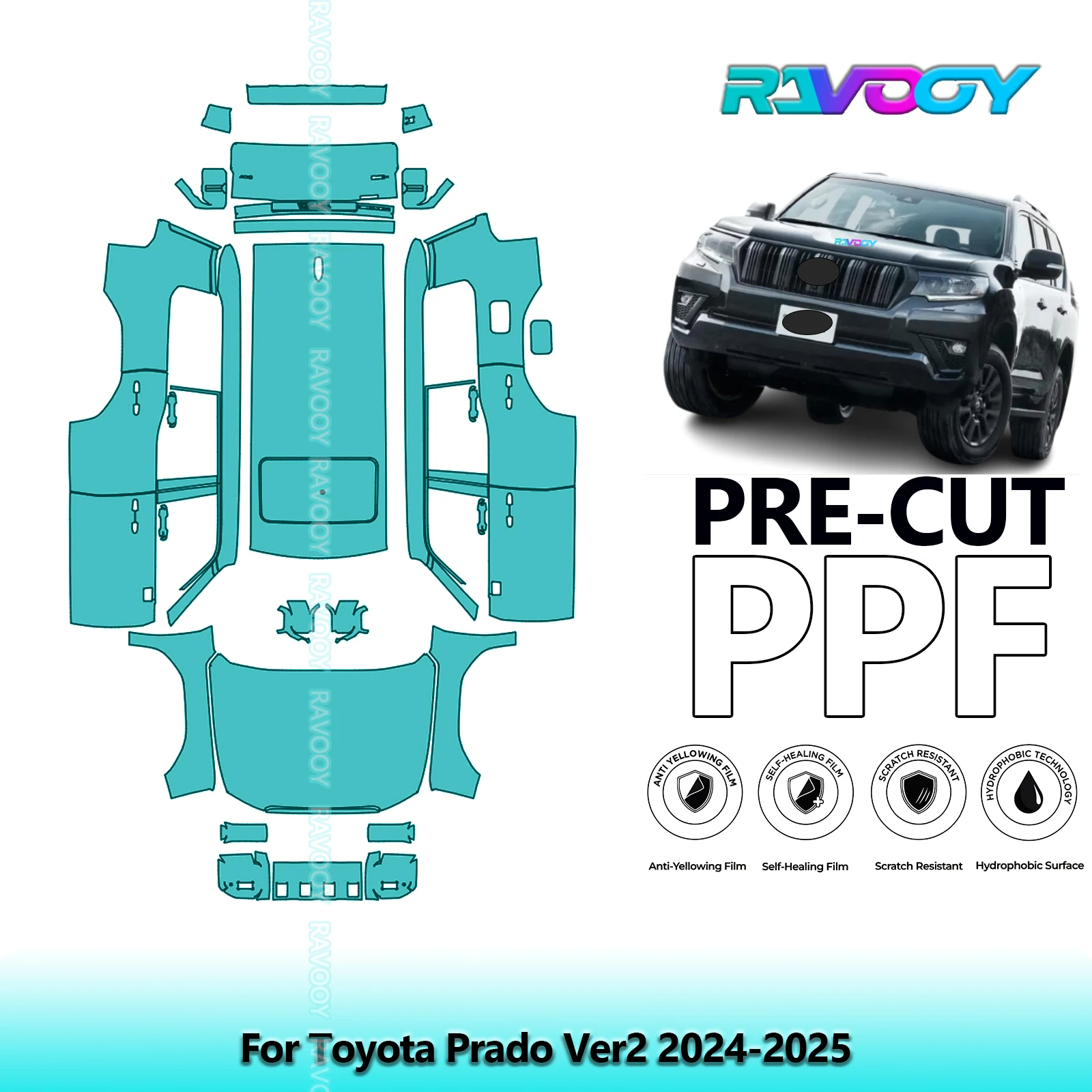 

Car Precut PPF Paint Protection Film Full Vehicle For Toyota Prado Ver2 2024-2025