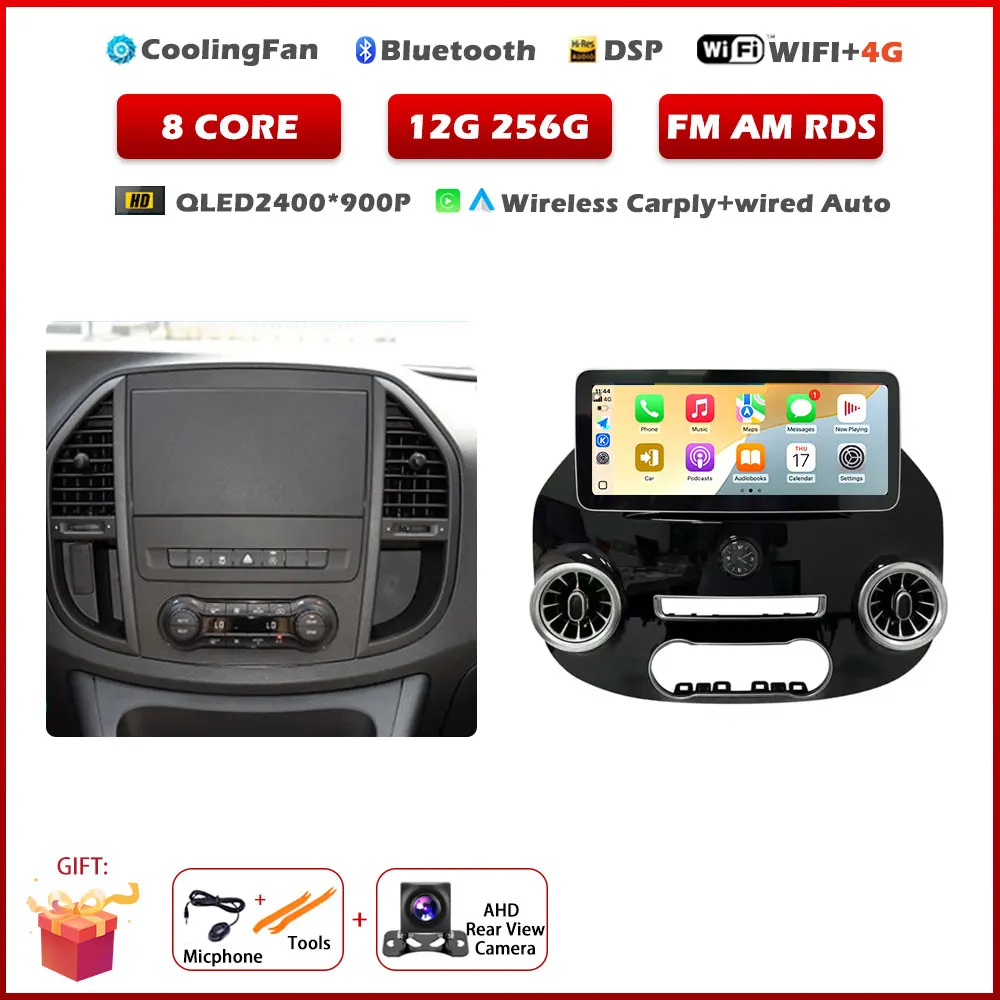 12,3 inch Android 15 autoradio voor Benz Vito W447 2014-2021 stereo-ontvanger GPS-navigatie DSP video Carplay-speler GEEN 2DIN DVD - afbeelding 1