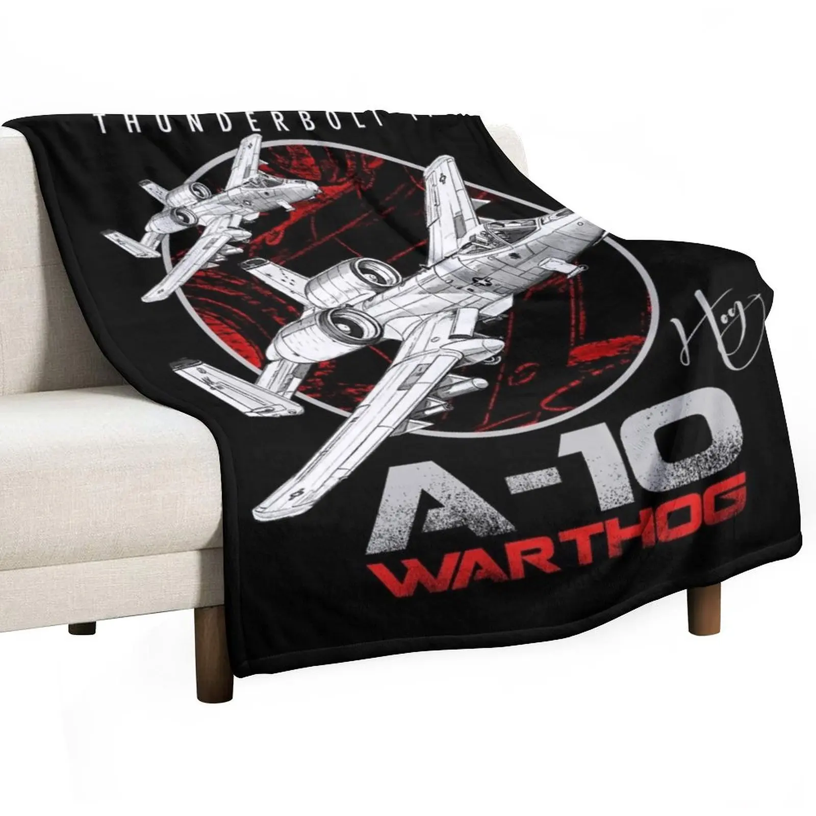 

A-10 Thunderbolt II Warthog subsonic attack aircraft nicknamed Hog Us Air Force Fighterjet Throw Blanket