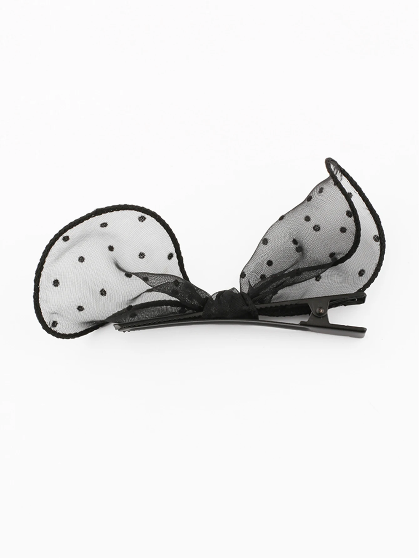 

Ladies black fashion light and cute little dots silk rabbit ears hair clip hair accessories