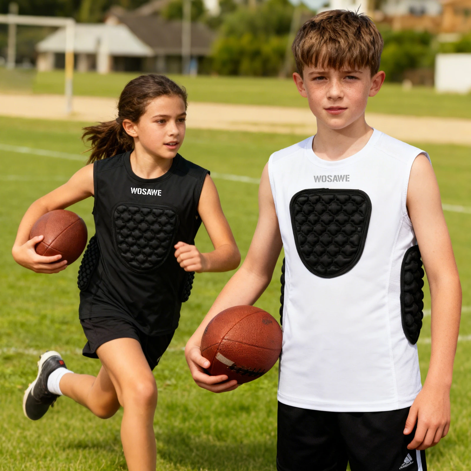 WOSAWE Children Chest Protection Vest Soccer Basketball Football Running Tank Tops Breathable Padded Shirts