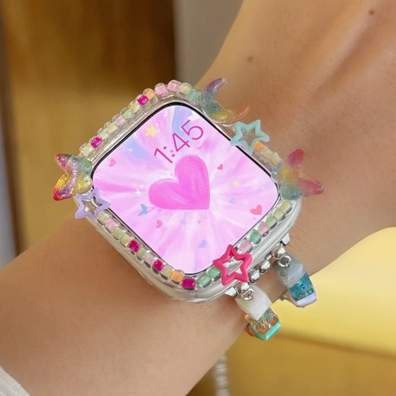 Y2k Fashion Color Butterfly Star Moon Gradual Change Case For Apple Watch 10 9 8 7 41 46 49 45 40 44 Kawaii Case Holiday Gift