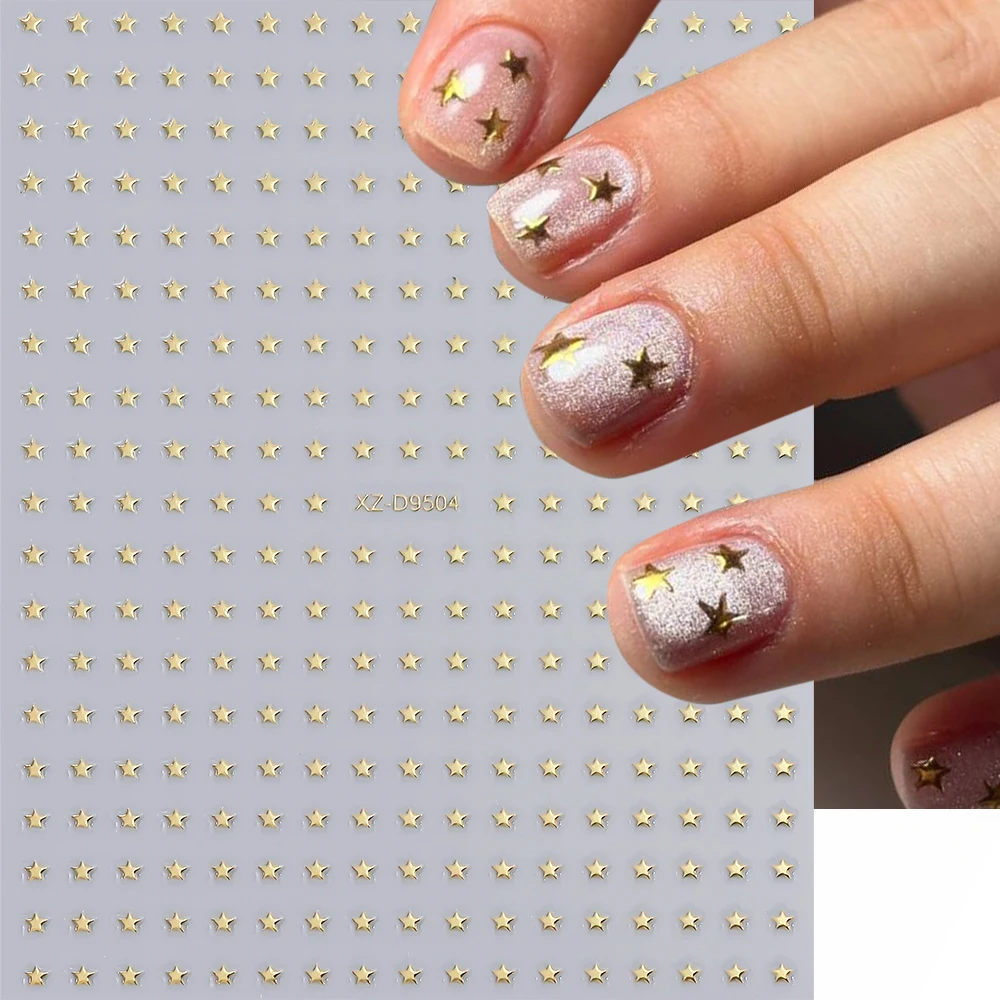 8 folhas mini cor pura estrela adesivos de unhas laser ouro/prata starburst auto adesivo decalques sliders y2k estrela manicure accessi