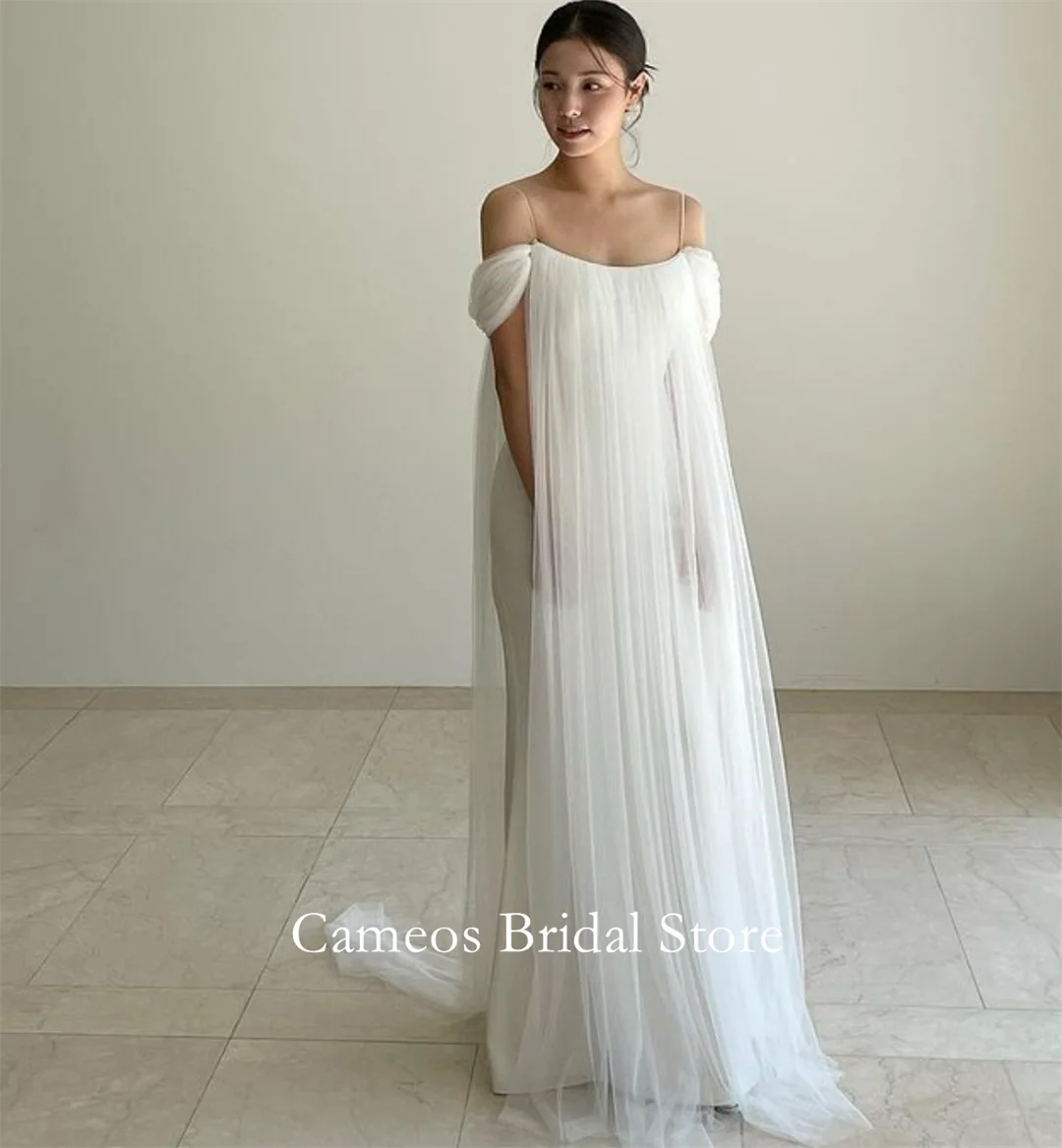 

SONDR Customized Spaghetti Strapes Wedding Dresses Sleeveless Ivory Korea Tulle A-Line Brides Gowns Women Bridal Dresses
