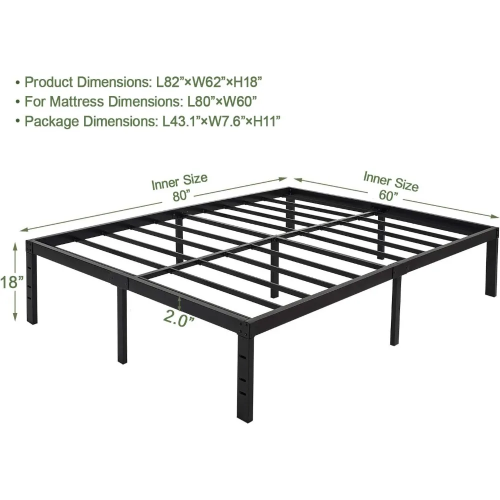18 Inch Platform Bed Frame/Easy Assembly Mattress Foundation / 3000lbs Heavy Duty Steel Slat/Noise Free