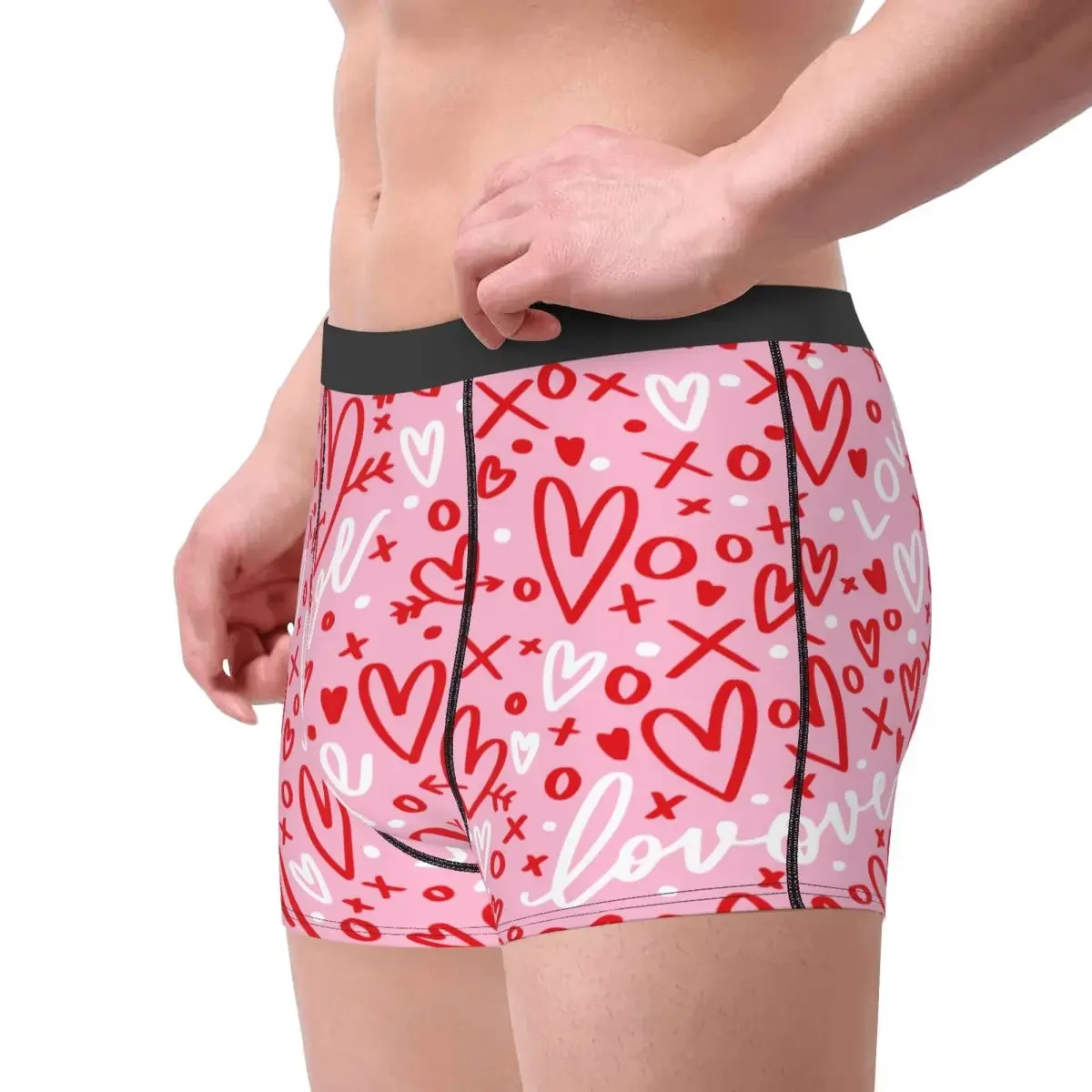 Humor Boxer Pink Heart Shorts Panties Men's Underwear Breathable Underpants for Male