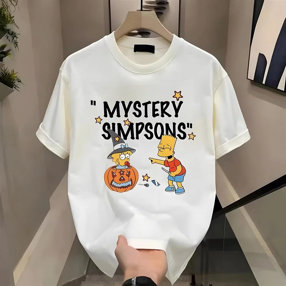 

Футболка с креативным дизайном и мультяшным принтом из чистого хлопка, молодежная модная футболка с защитой от солнца, свободного кроя, с круглым вырезом