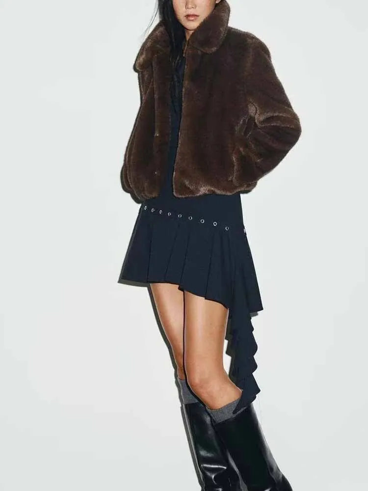 유럽 및 미국 스타일 가을 겨울 신상 패션 트렌드 여성용 루즈핏 다용도 인조 퍼 효과 재킷 코트