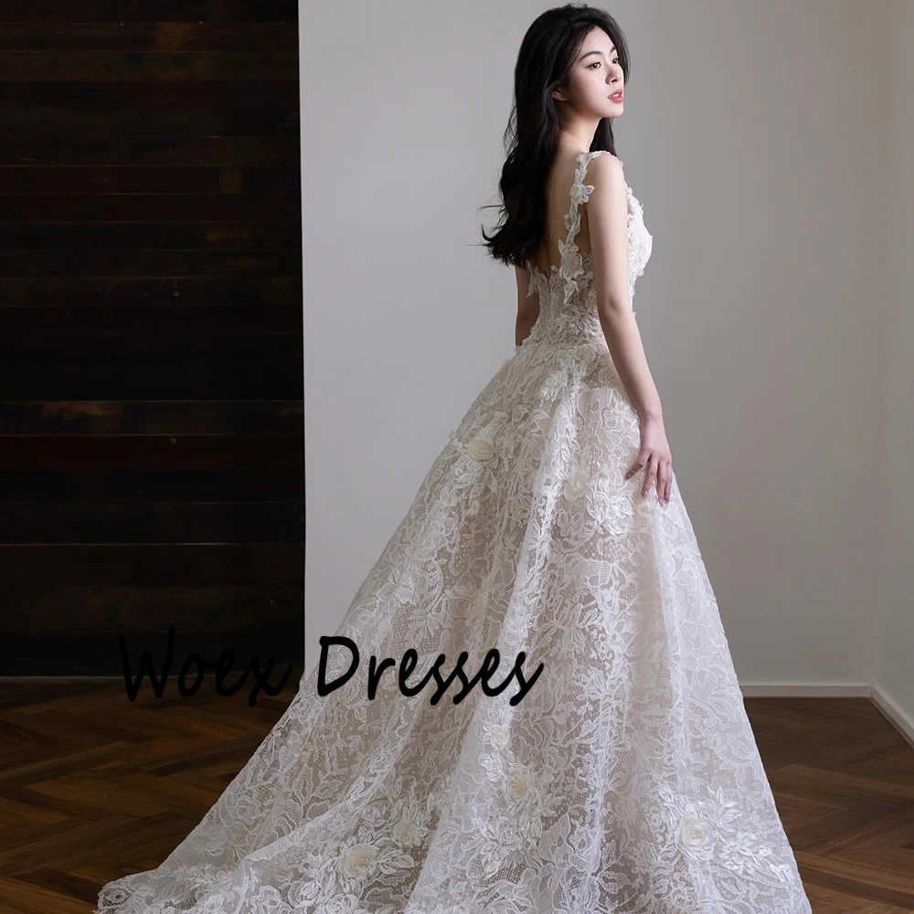 맞춤형 오프숄더 레이스 웨딩드레스 섹시한 백리스 지퍼 A라인 신부 드레스 베이지 아플리케스 플로어 길이 드레스