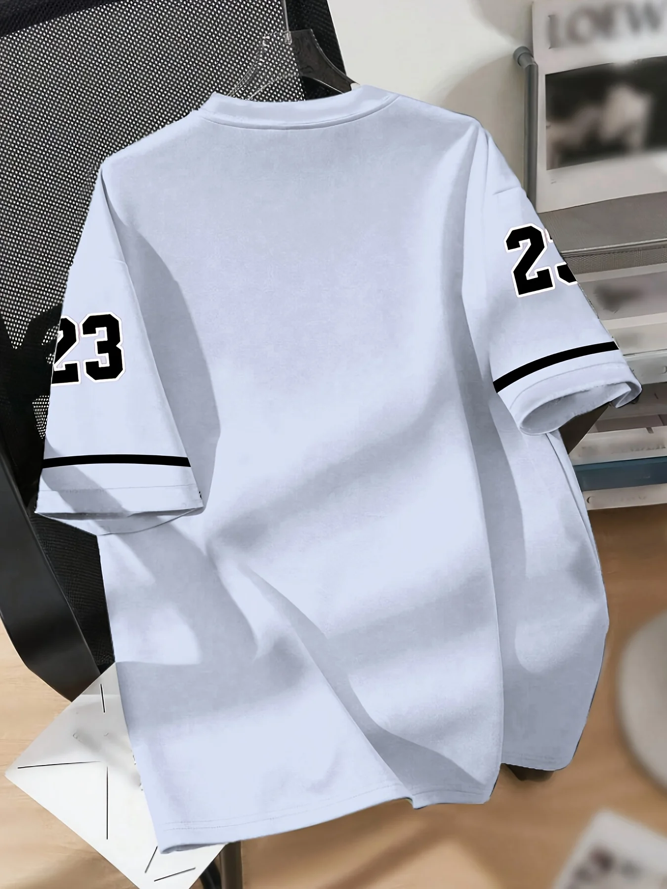 تي شيرت لوس أنجلوس 23 لكرة السلة للرجال برقبة على شكل حرف V وأكمام قصيرة كاجوال ورياضي بطباعة رقمية #3