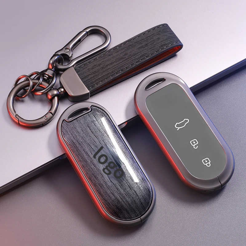 Suitable For AITO M5 2022 2023 M7 2022  Zinc Metal + Leather Car Remote Key Case Cover Multiple Styles and Colors Available