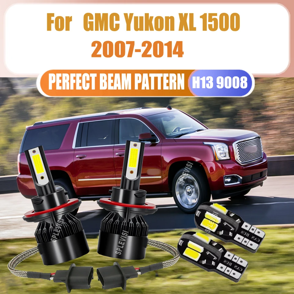 

H13 6000LM Headlight Bulbs with a farther & wider lighting field For GMC Yukon XL 1500 2007 2008 2009 2010 2011 2012 2013 2014