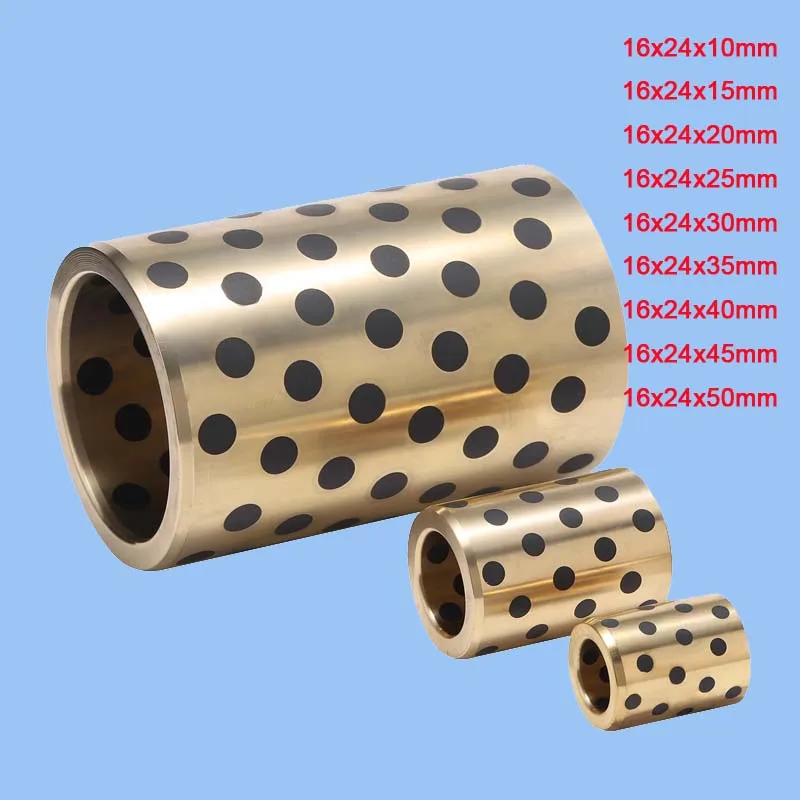 1 pz boccola cuscinetto in ottone olio autolubrificante manicotto in rame cuscinetto boccola in ottone ID 16mm OD24mm lunghezza 10mm-50mm