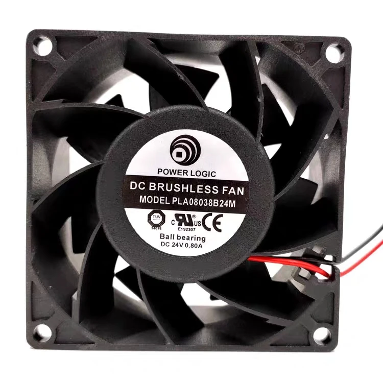 

POWER LOGIC PLA08038B24M DC 24V 0.80A 80x80x38mm 2-Wire Server Cooling Fan