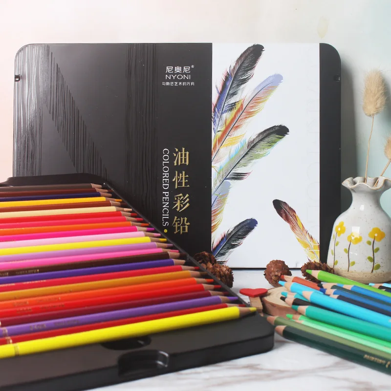 Colored Pencils School Ssupplies Set Water Soluble/oil-Based Soft Core With 12/24/36/48/72/100/120 Colors Professional  Kit