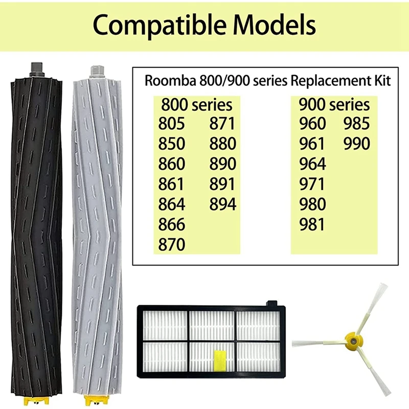 ชุดอะไหล่อะไหล่อุปกรณ์เสริมสำหรับ iRobot Roomba 800 900ชุดเครื่องดูดฝุ่นแผ่นกรอง HEPA แปรงด้านข้างหลัก