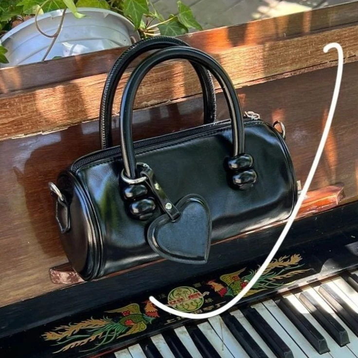 

Мода Y2K в стиле Харадзюку, черная искусственная кожа, зеркало в форме сердца, мини-сумки через плечо, женская сумка, женские сумки, кошелек