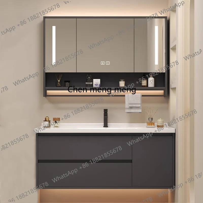 

Керамическая винтажная тумба для ванной комнаты с перегородкой, серая, с подсветкой, для хранения, мебель для дома