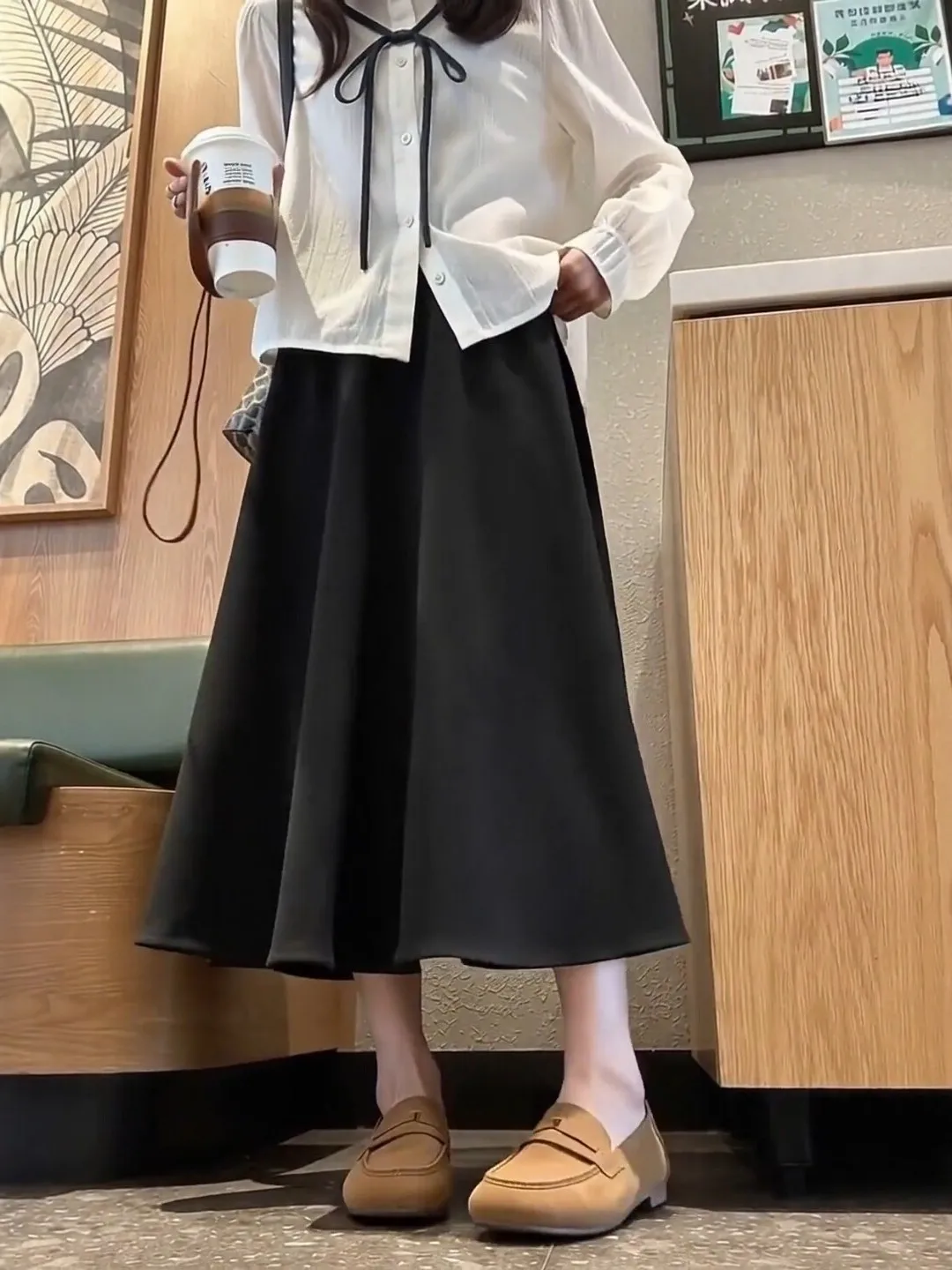 plus Size Casual A-Line Skirt Women's Fashion Art Slimming Autumn Season Versatile Umbrella Skirt Commute Korean Style