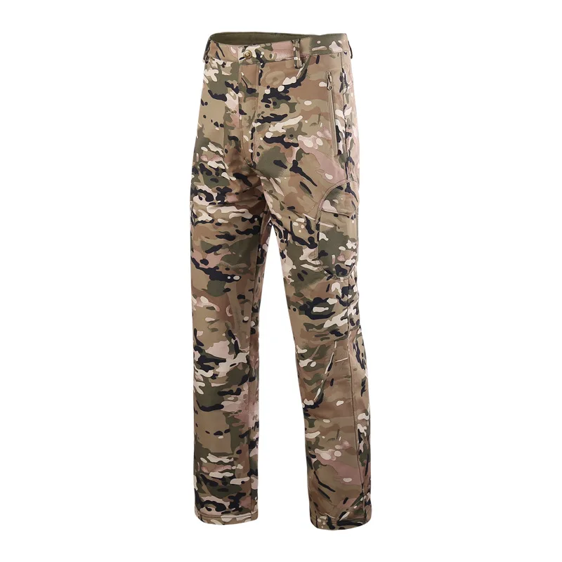 Pantalon tactique doublé polaire pour hommes, camouflage Softshell, pantalon de randonnée, imperméable, coupe-vent, thermique d'hiver, Ski, chasse, pantalon de travail pour hommes