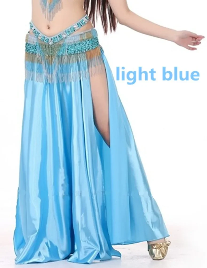 NEW Sexy Lady Stage Cloth Wear Belly Dance Performance Costume Saint Skirt 2 Side Slits Skirt Double Split Skirt Colors(No Belt)