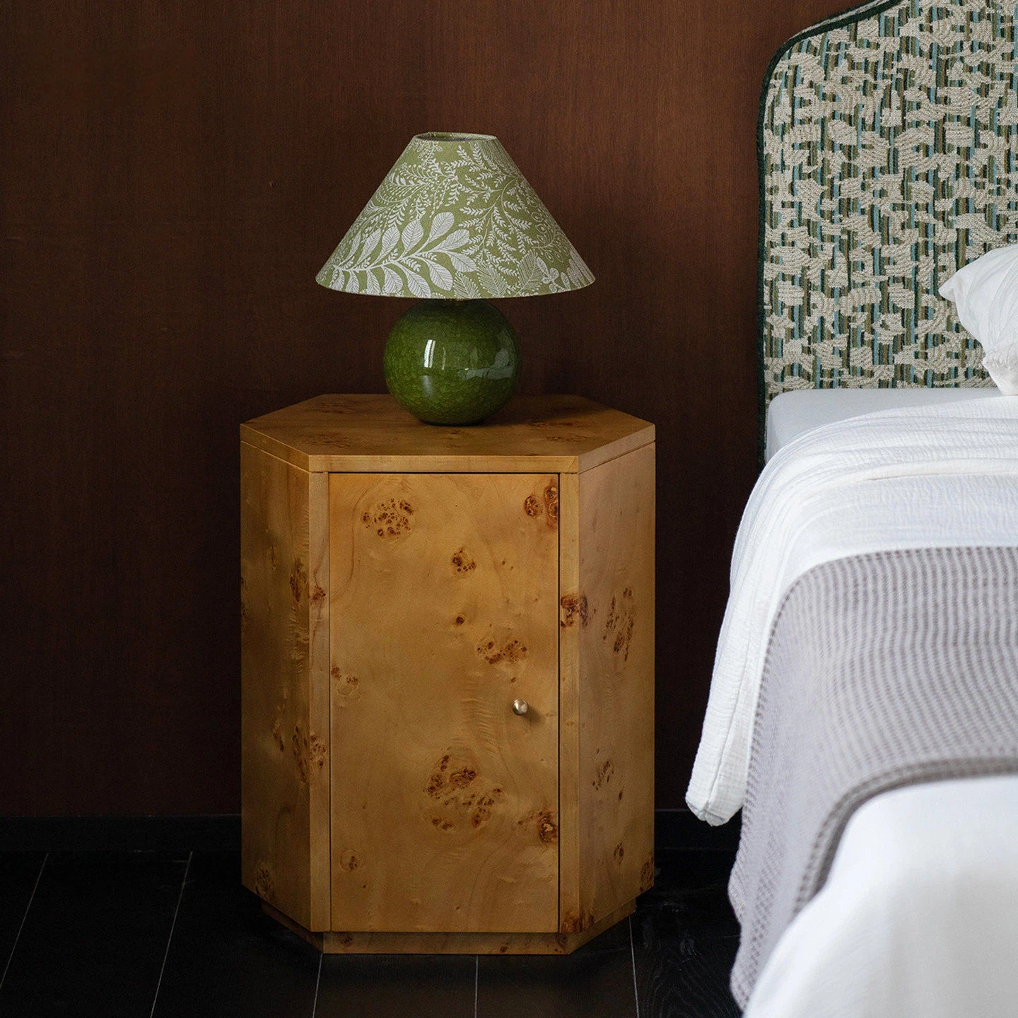 Hot Selling Bedroom Burl Wood Storage Bedside Table Tree Tumor Texture Nightstand