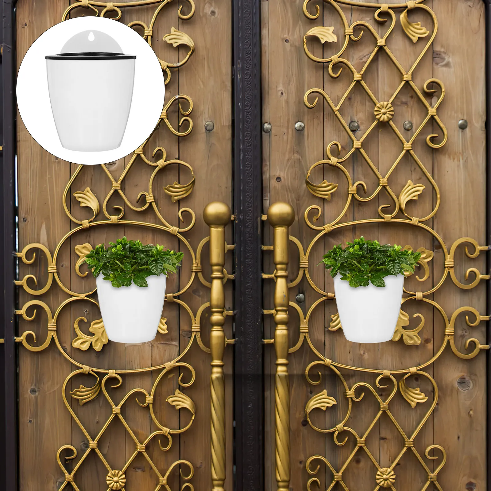 7Pcs Wall Mounted Planters Self Watering Flower Pots Indoor Outdoor Plant Containers Round Plastic Plant Pot Succulent Herb