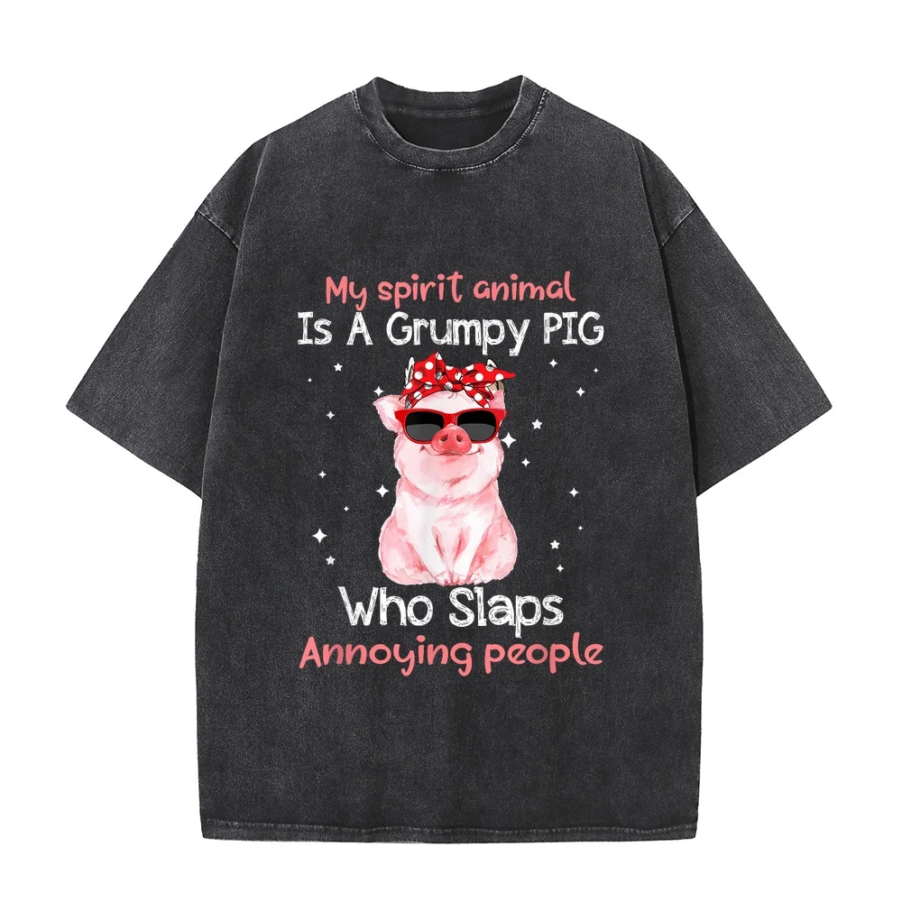 Men's T Shirts Pet Lover My Spirit Animal Is Grumpy Pig Funny T-Shirt Y2k Blue Marcas Lujo Multi Color Tee Shirt Plus Size Top