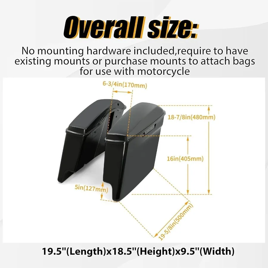 حقائب سرج ممتدة مقاس 5 بوصات لدراجات نارية Harley Touring Road King Street Glide Electra Glide UltraClassic 20142024 Mod #2