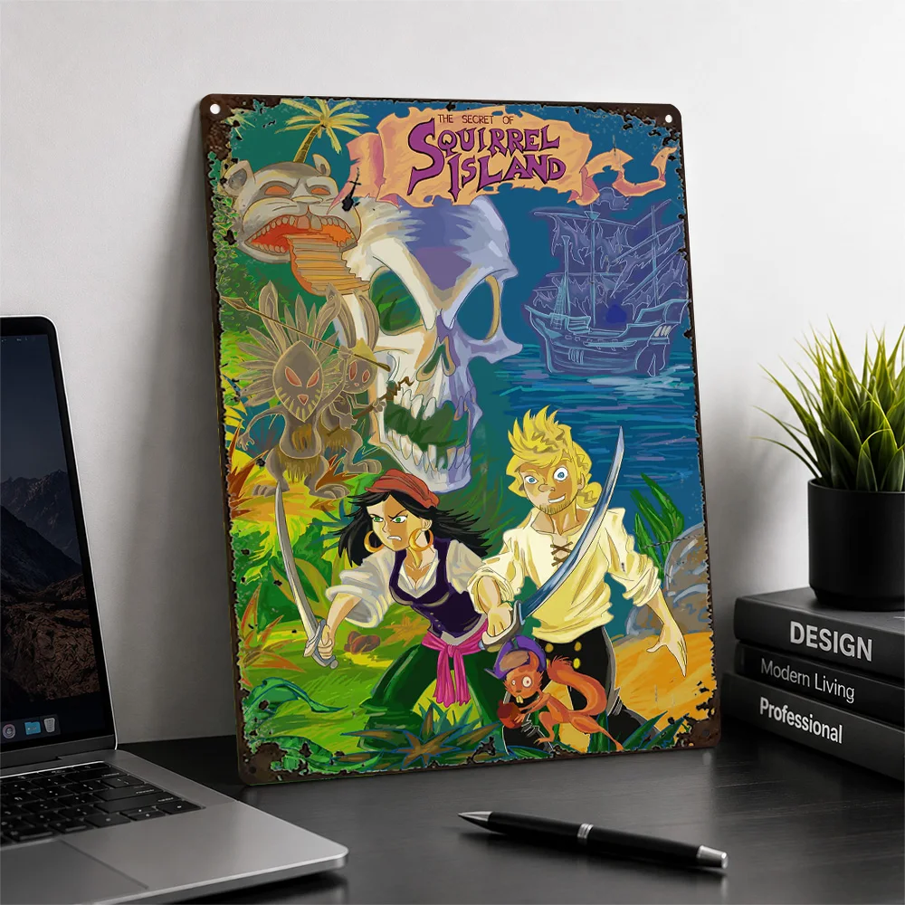 The Secret Of Squirrel Island Aluminum Poster Cartoon Wall Art For Home Office Personalized Metal Sign Video Game Fan Gift Idea