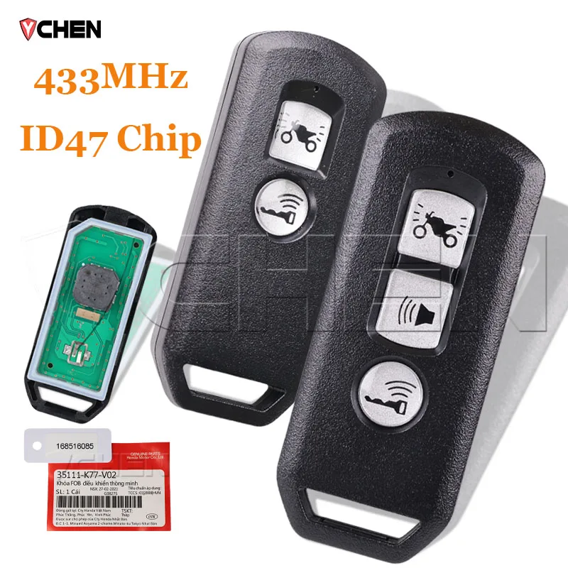 

Motorcycle Smart Key Fob fit Honda ADV SH 150 Forza 300 PCX150 K01 K77 K96 K97 K35V3 433MHz ID47 Moto Scooter Car Smart Remote