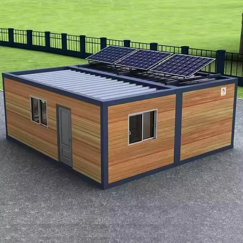 Ready Made Luxury Modular Houses with Bathrooms 20 40 Ft Prefab Container House Wooden Solar-powered Container House