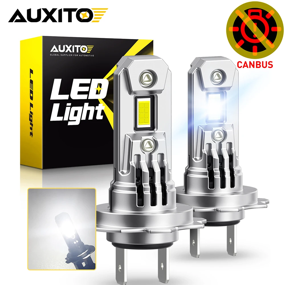 AUXITO 2Pcs Canbus H7 LED Bulb Headlight 100W 20000LM Turbo 1:1 Mini Size Head Lamp Wireless CSP LED Chips Automobile Bulb