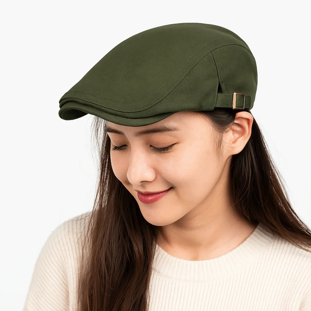 Fashion Solid Color Men Beret Hat Korean Style British Style Mesh Flat Cap Casual Adjustable Forward Peaked Cap Painter Cap