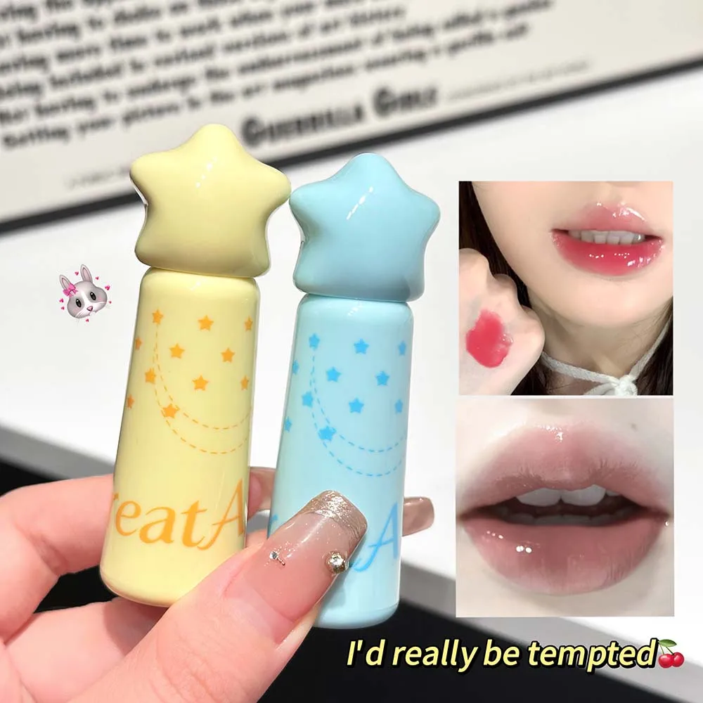 GreatAngel Star Lip Gloss Mirror Shine Moisturizing Non-Sticky Dewy Plumping Lip Tint Long Lasting Glossy Korean Lip Makeup