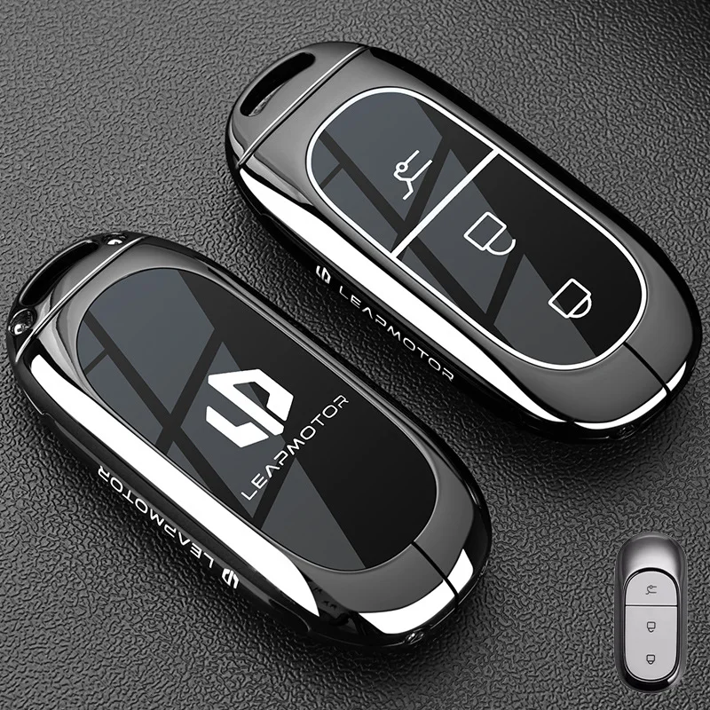 Auto-Schlüsselhülle aus Zinklegierung und TPU mit NFC-Kartenfach und Kette für Leapmotor C16 C11 C10 C01 B10 T03 S01 – Autozubehör und Styling