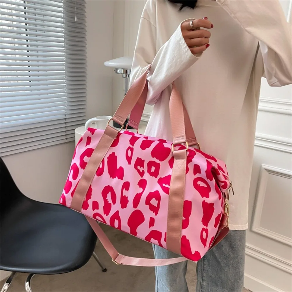

Oxford Leopard Print Duffle Bag Multi-functional Large Capacity Fitness Shoulder Bag Underarm Bag Tote Bag Luggage Handbag Girl