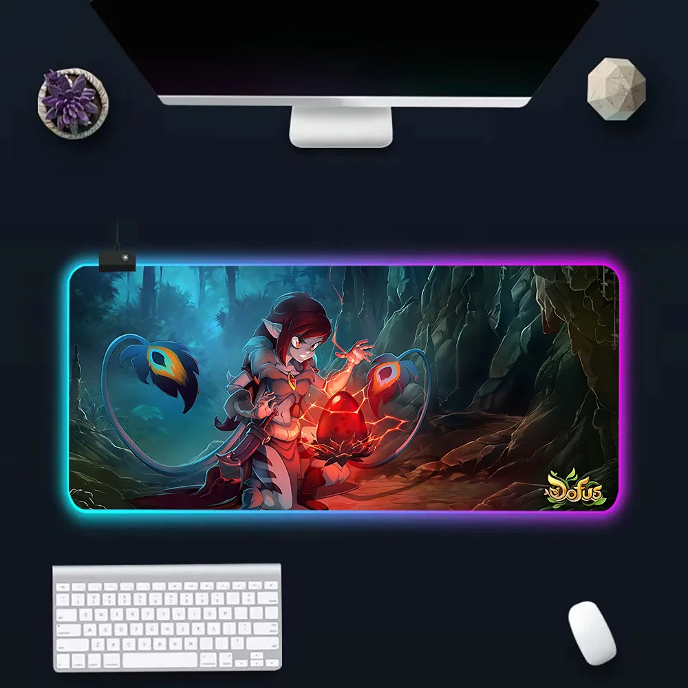 Imagem -06 - D-dofus-rgb pc Gamer Teclado Mouse Pad Led Brilhante Mouse Mats Borracha Gaming Computador Mausepad