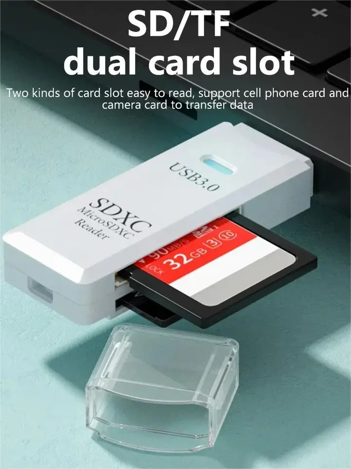 Lector de Tarjetas USB 3.0 2 en 1, Adaptador de Tarjetas MiniSD/TF y Unidad Flash USB para PC y Laptops 3